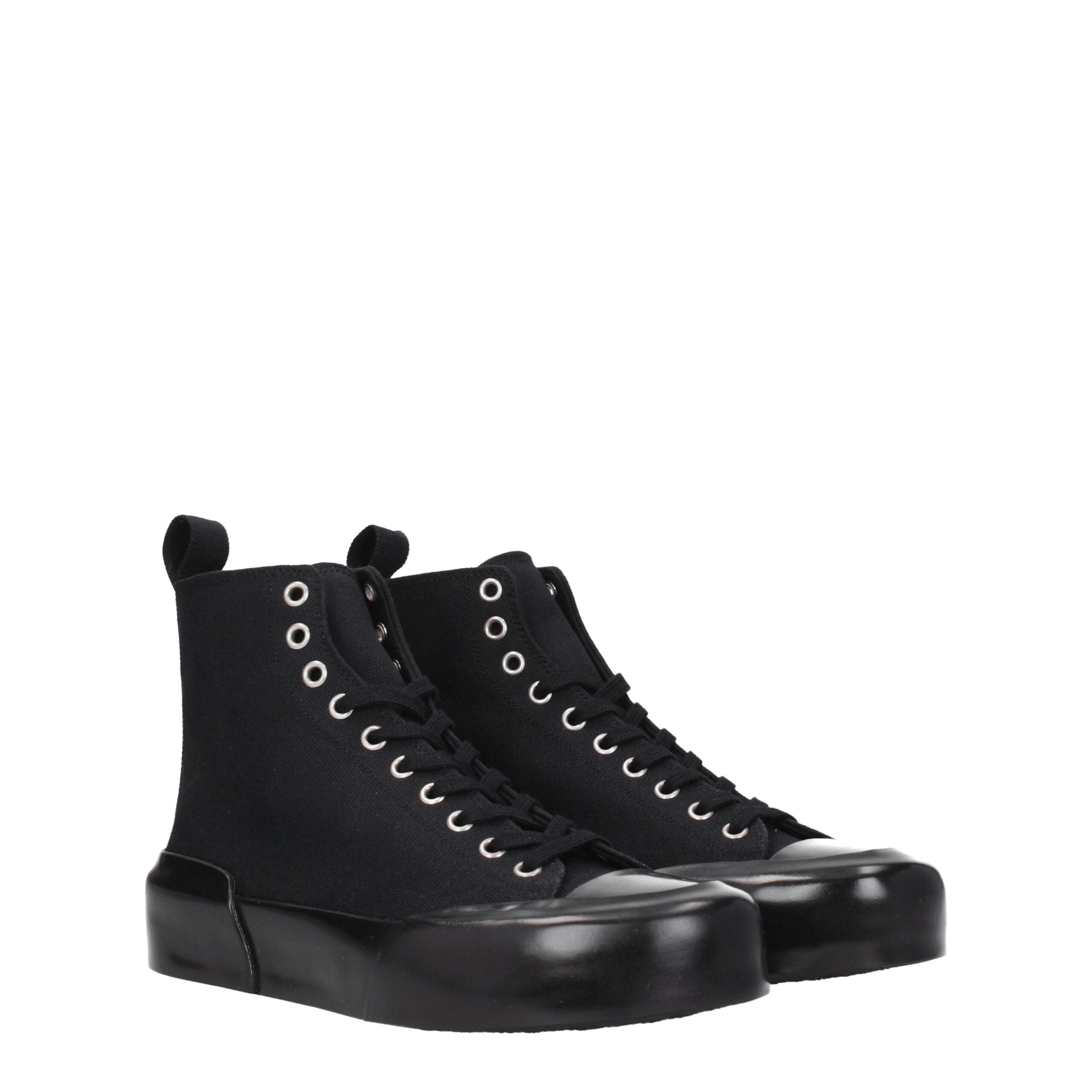 Jil Sander Schwarze High-Top-Sneaker aus Stoff