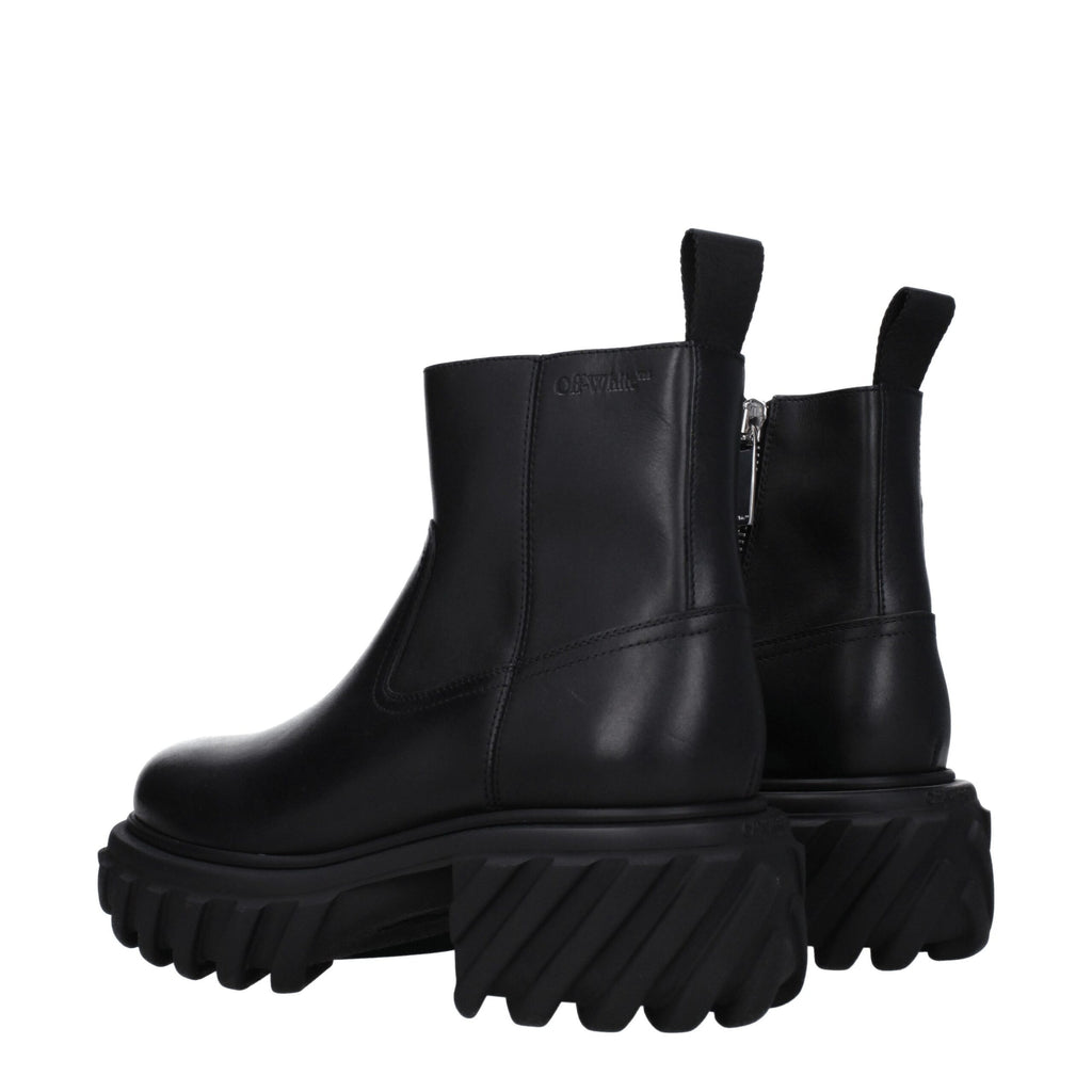 Off-White Schwarze Lederstiefeletten