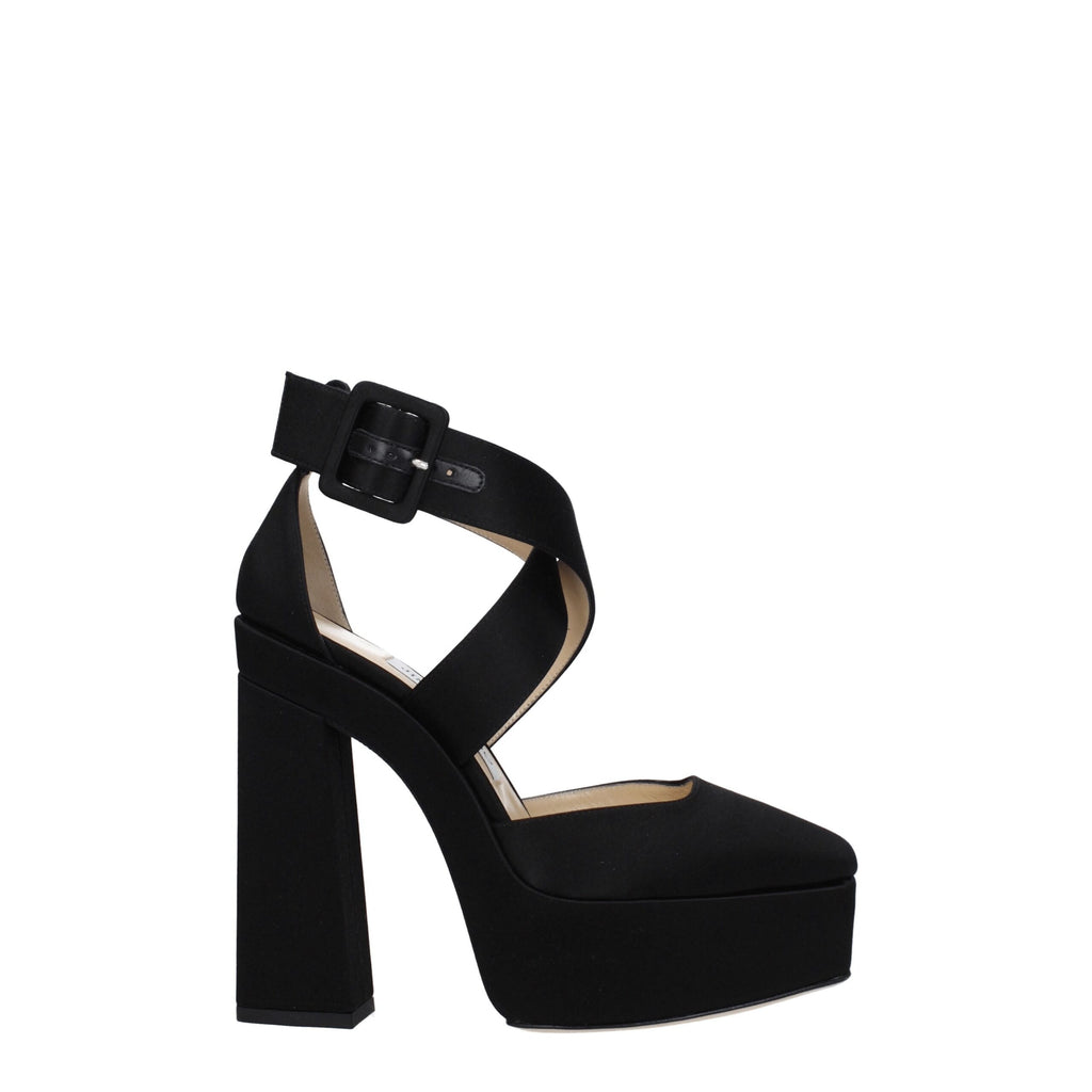 Jimmy Choo Schwarze Satin-Plateau-Sandalen