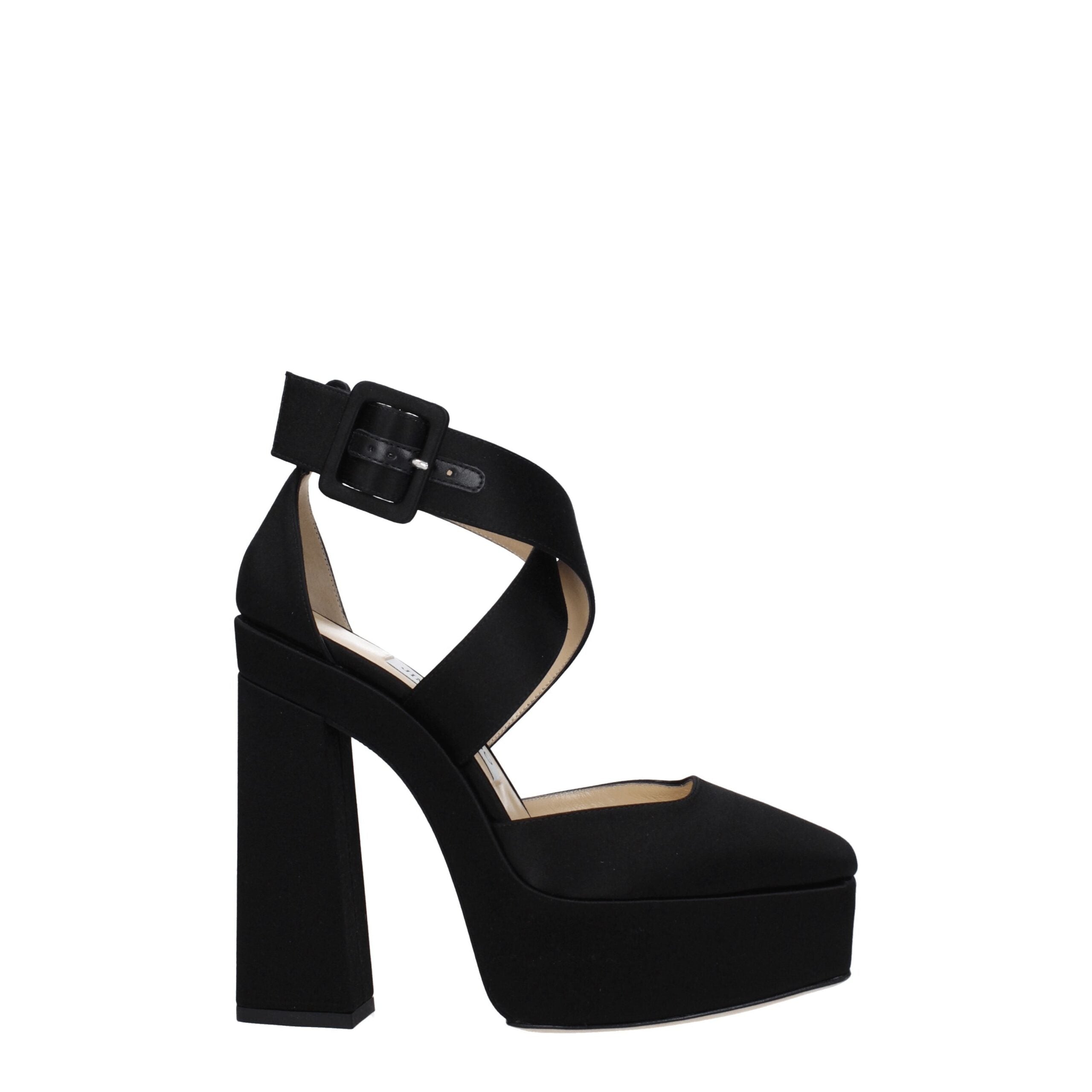 Jimmy Choo Schwarze Satin-Plateau-Sandalen
