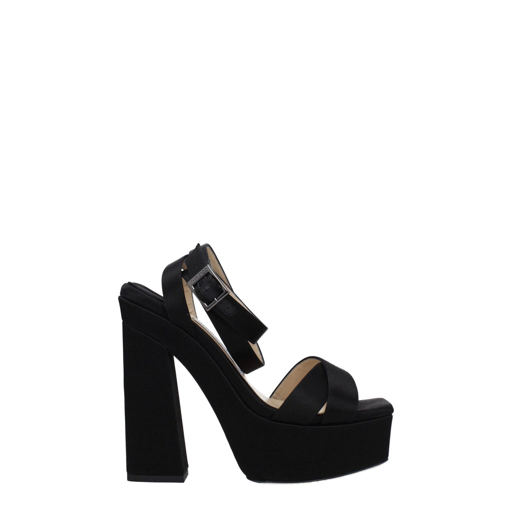 Jimmy Choo Schwarze Satin-Plateau-Sandalen