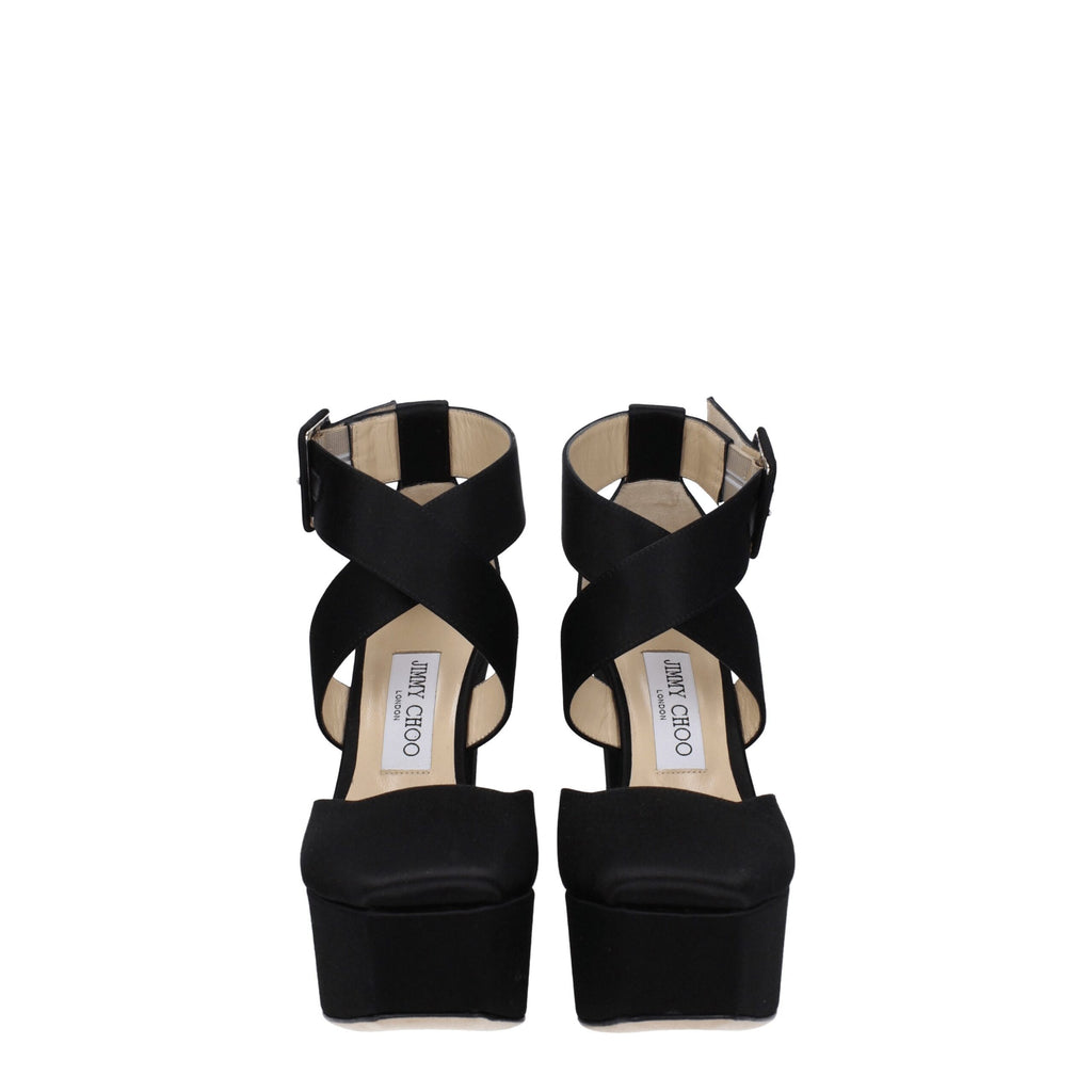 Jimmy Choo Schwarze Satin-Plateau-Sandalen