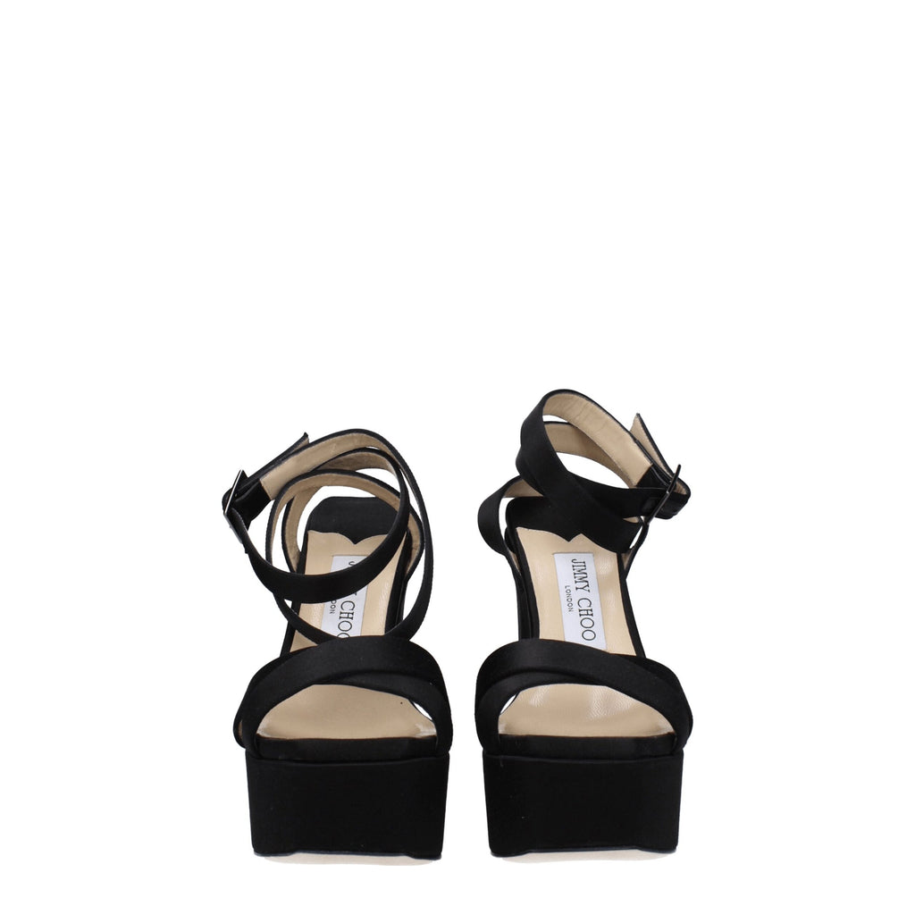 Jimmy Choo Schwarze Satin-Plateau-Sandalen