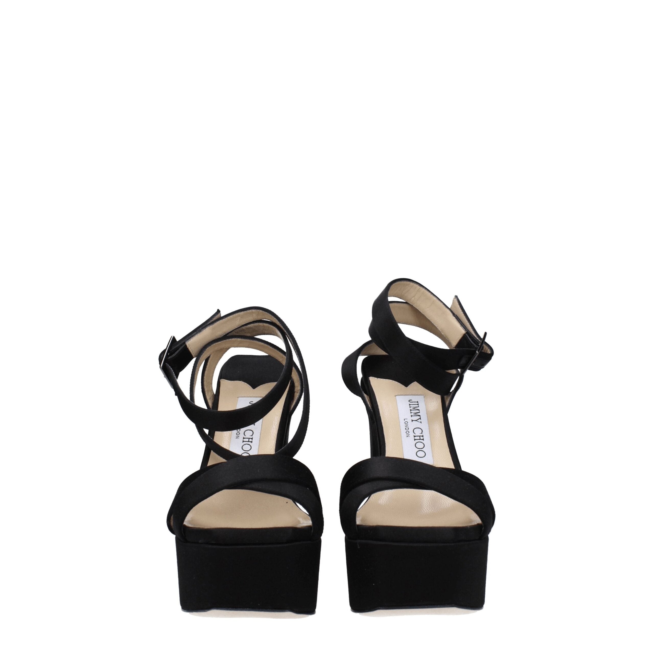 Jimmy Choo Schwarze Satin-Plateau-Sandalen