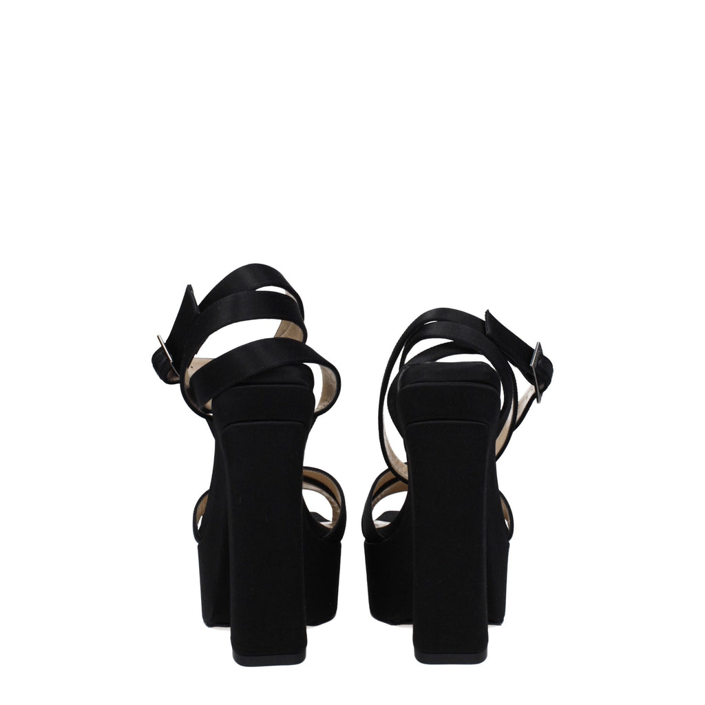 Jimmy Choo Schwarze Satin-Plateau-Sandalen