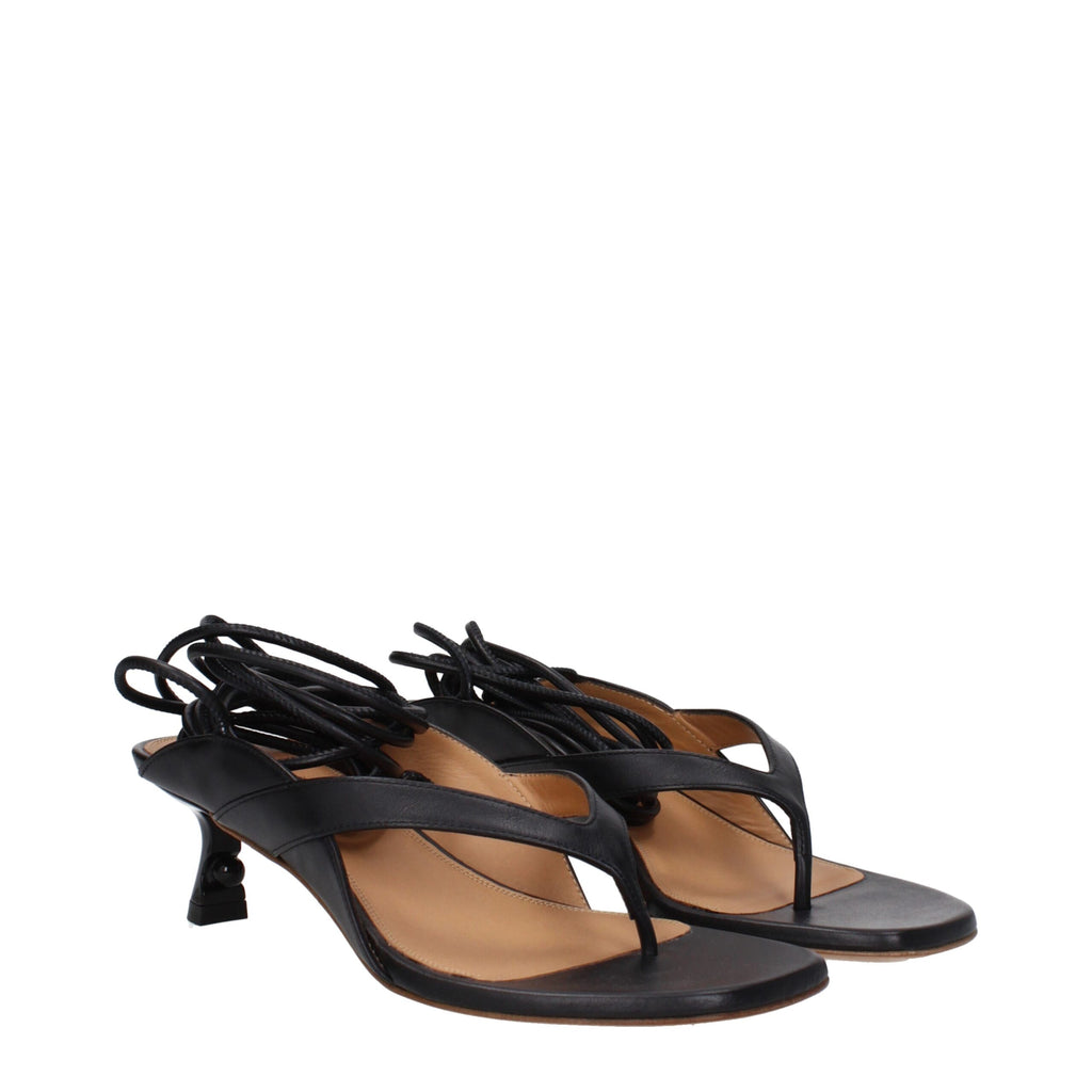 Off-White Schwarze Flip-Flop-Sandalen aus Leder