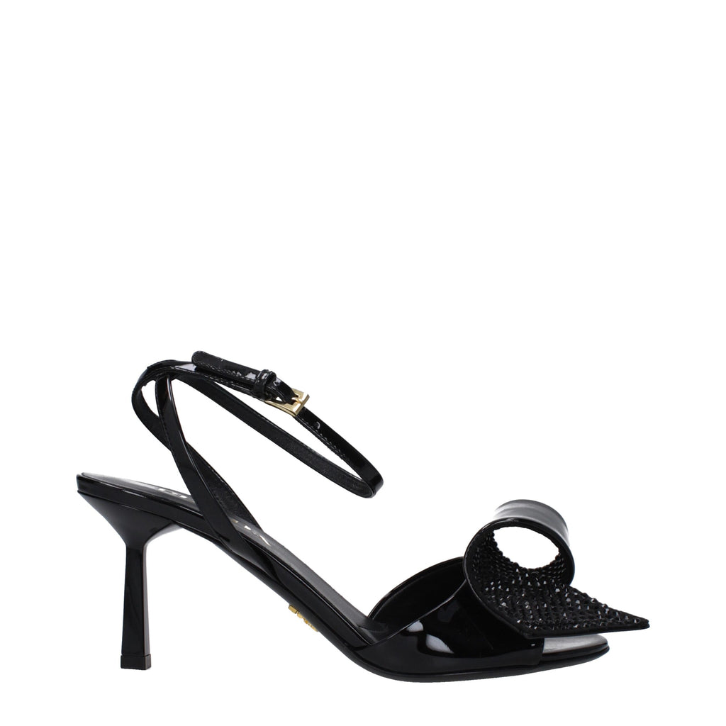 Prada Schwarze Leder-Stilettosandalen