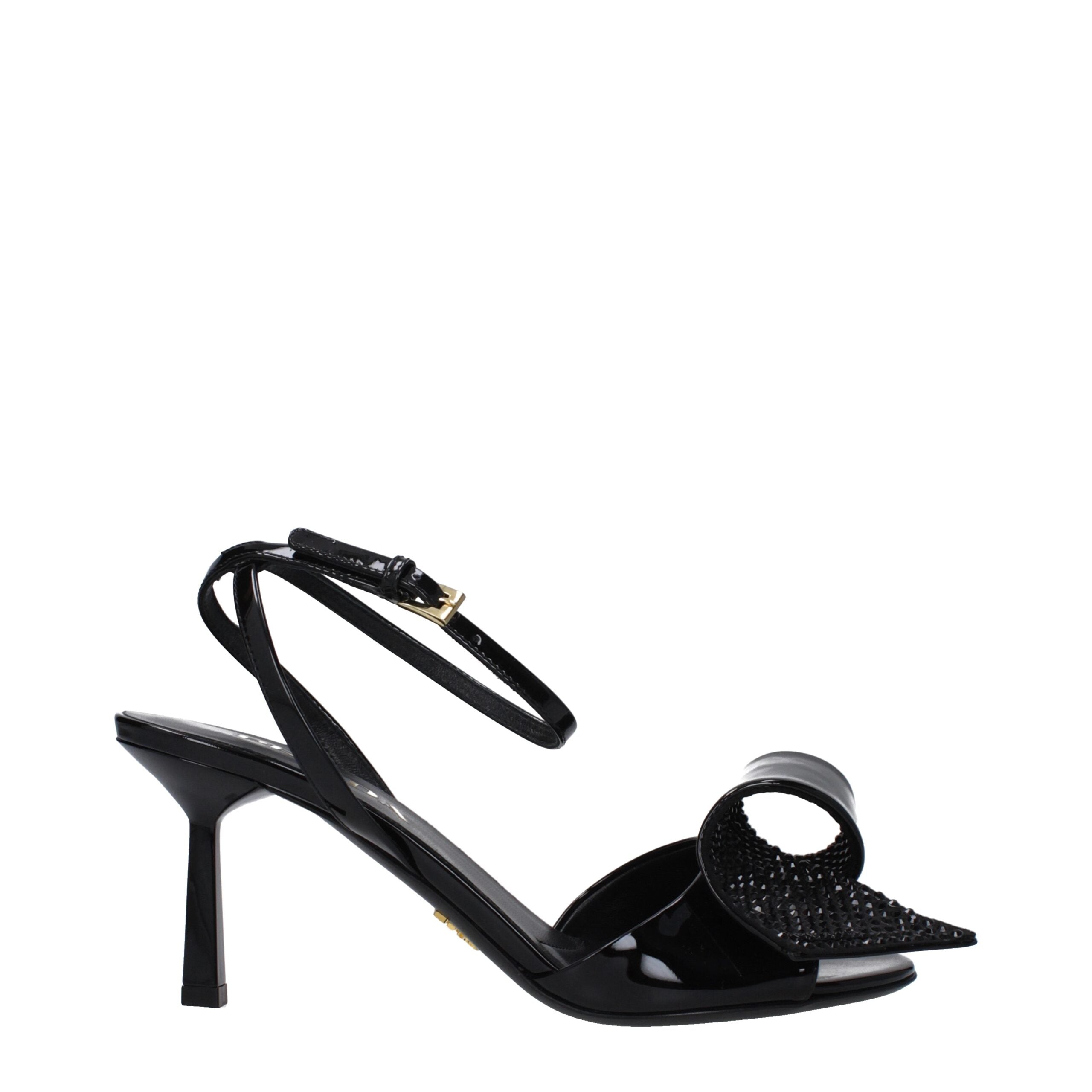 Prada Schwarze Leder-Stilettosandalen