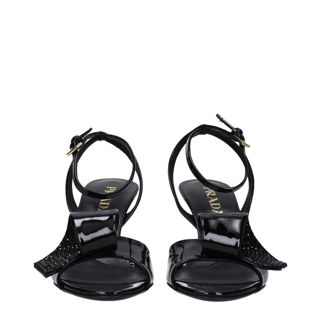 Prada Schwarze Leder-Stilettosandalen