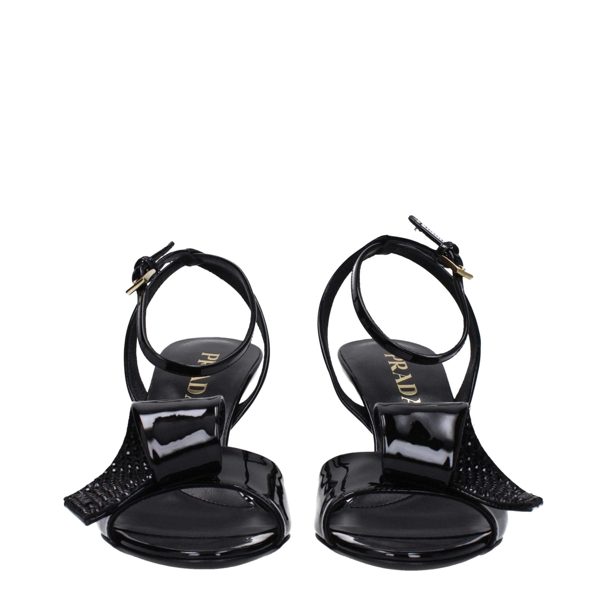 Prada Schwarze Leder-Stilettosandalen