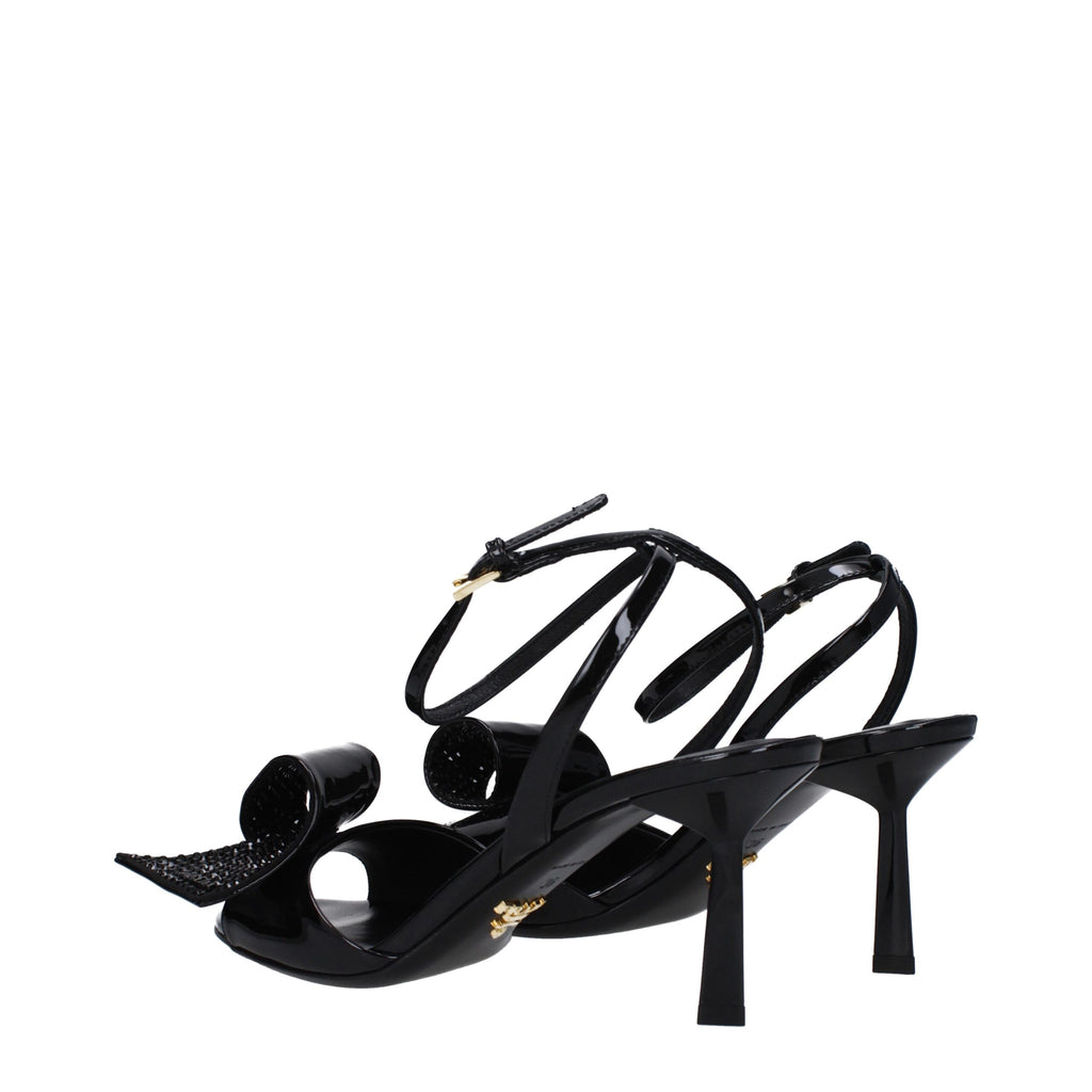 Prada Schwarze Leder-Stilettosandalen