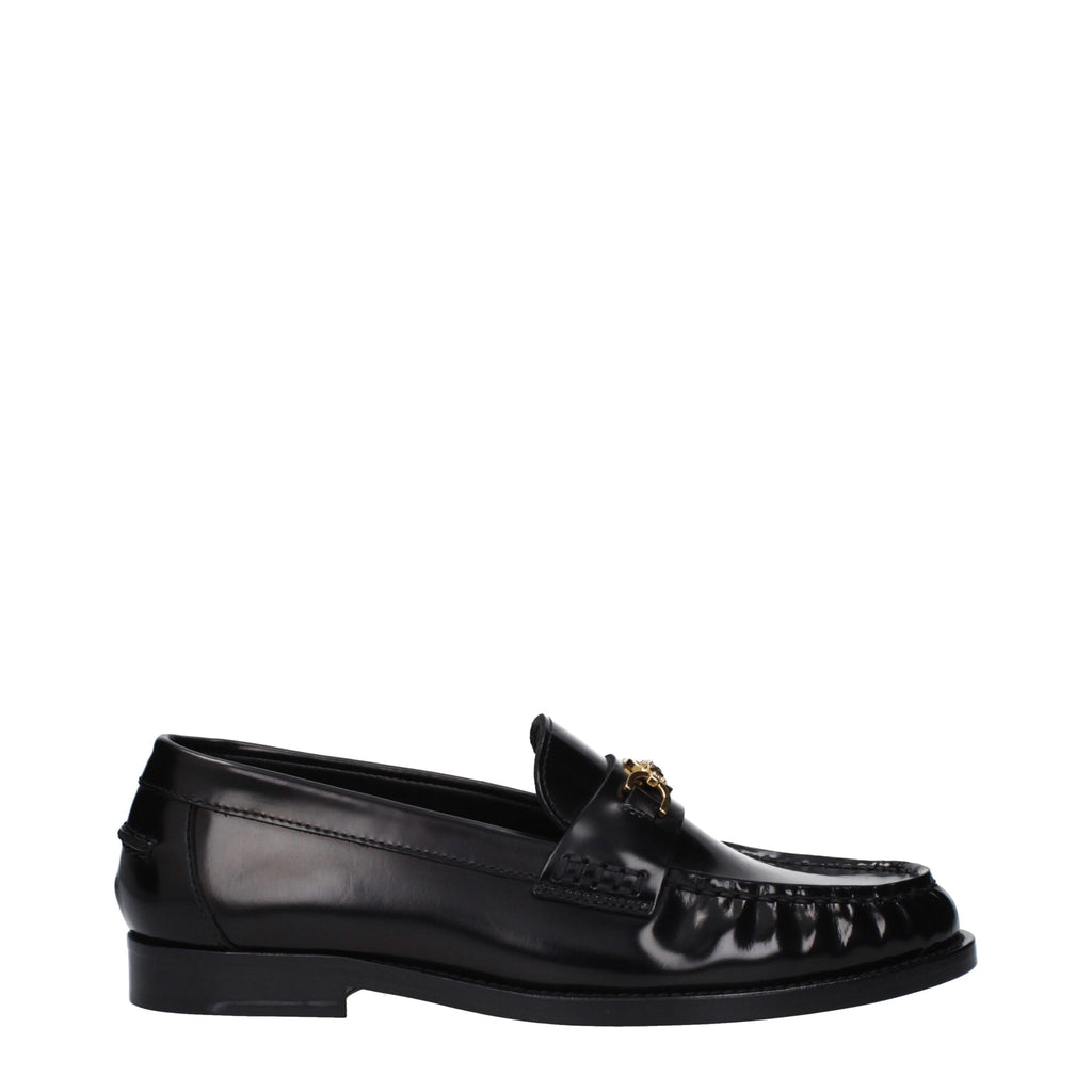 Versace Schwarze Leder Slipper