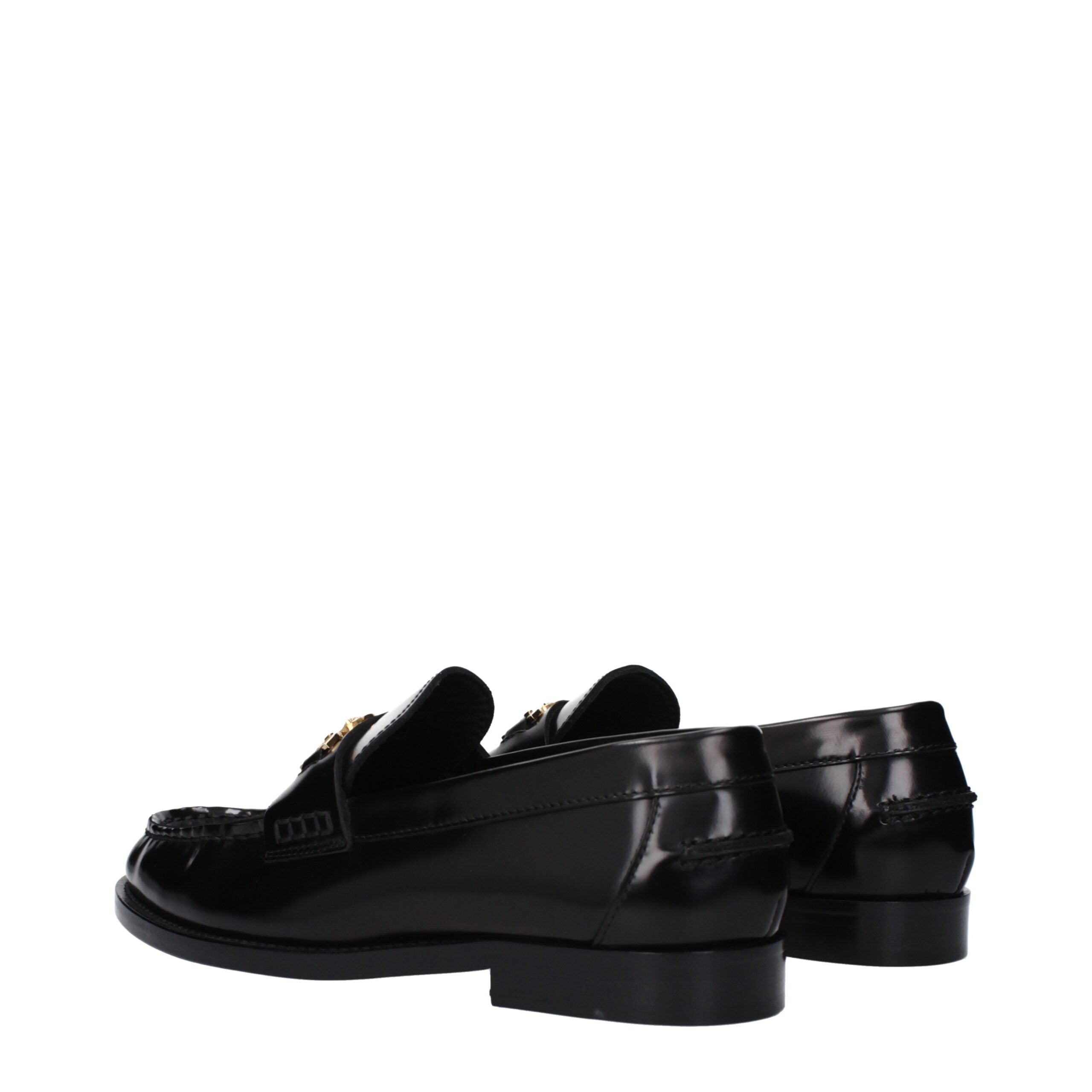 Versace Schwarze Leder Slipper