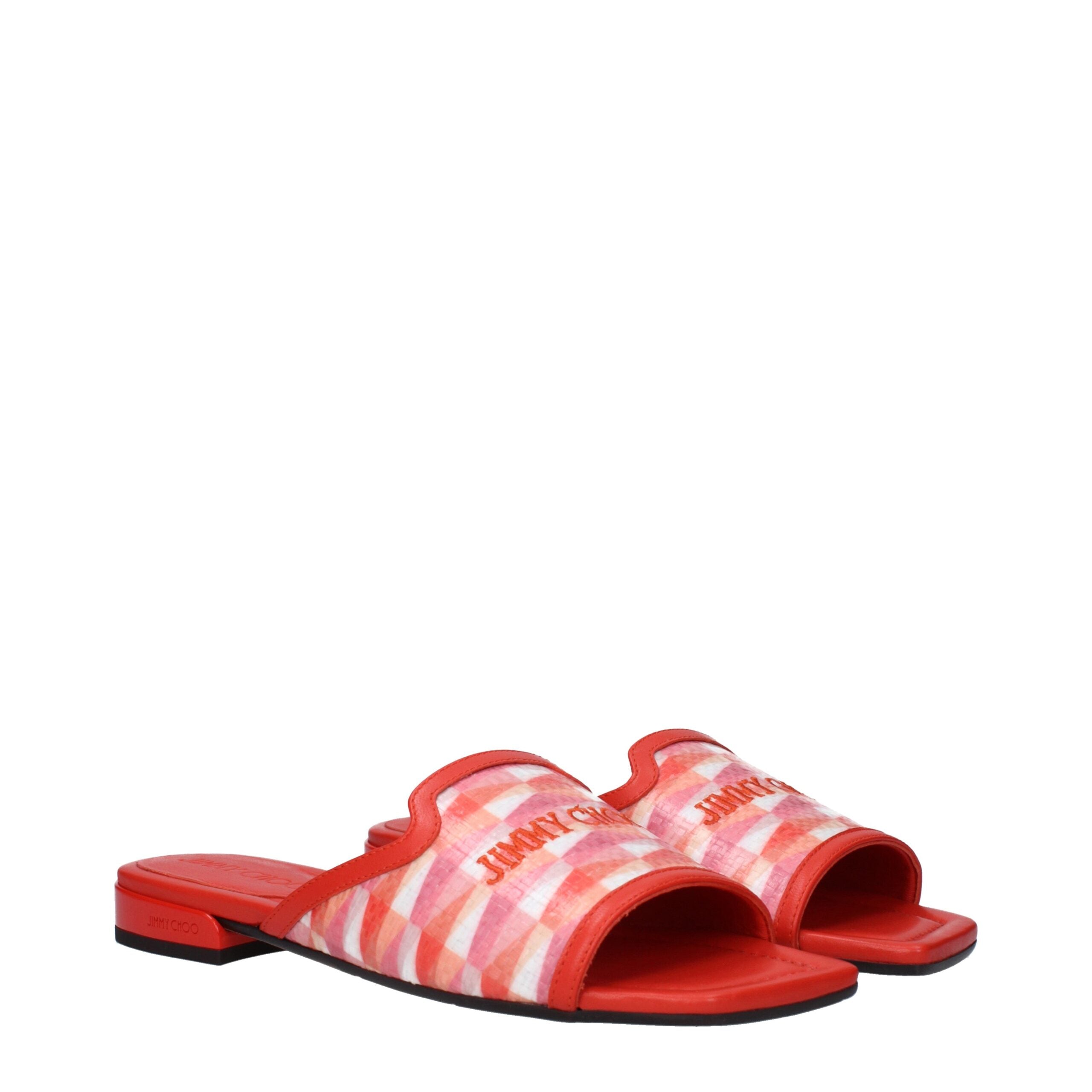 Jimmy Choo Orangefarbene Stoff-Hausschuhe