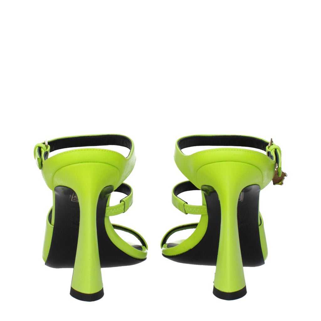 Versace Grüne Leder-Stilettosandalen