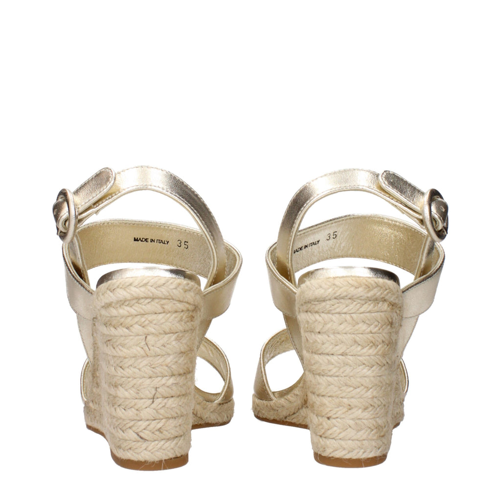 Prada Goldene Leder-Keilsandalen