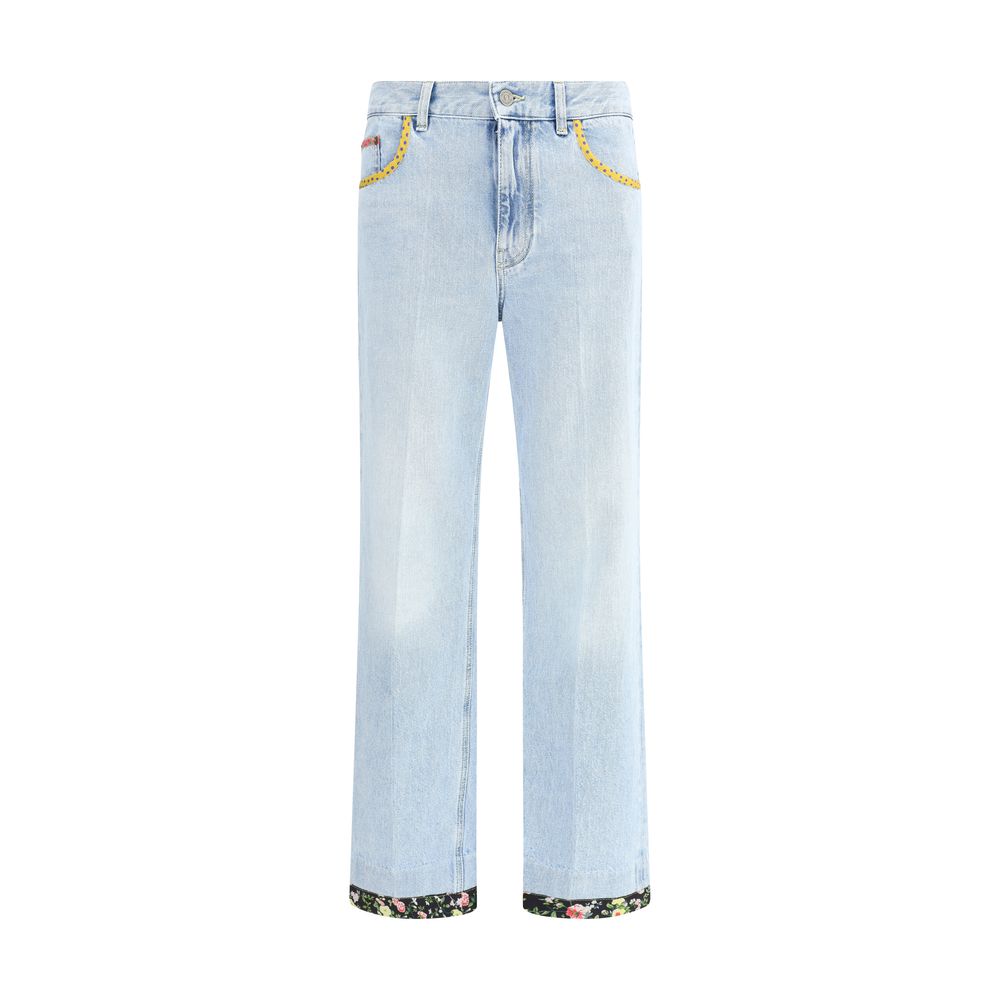 Valentino Hellblaue Baumwoll-Jeans mit geradem Bein