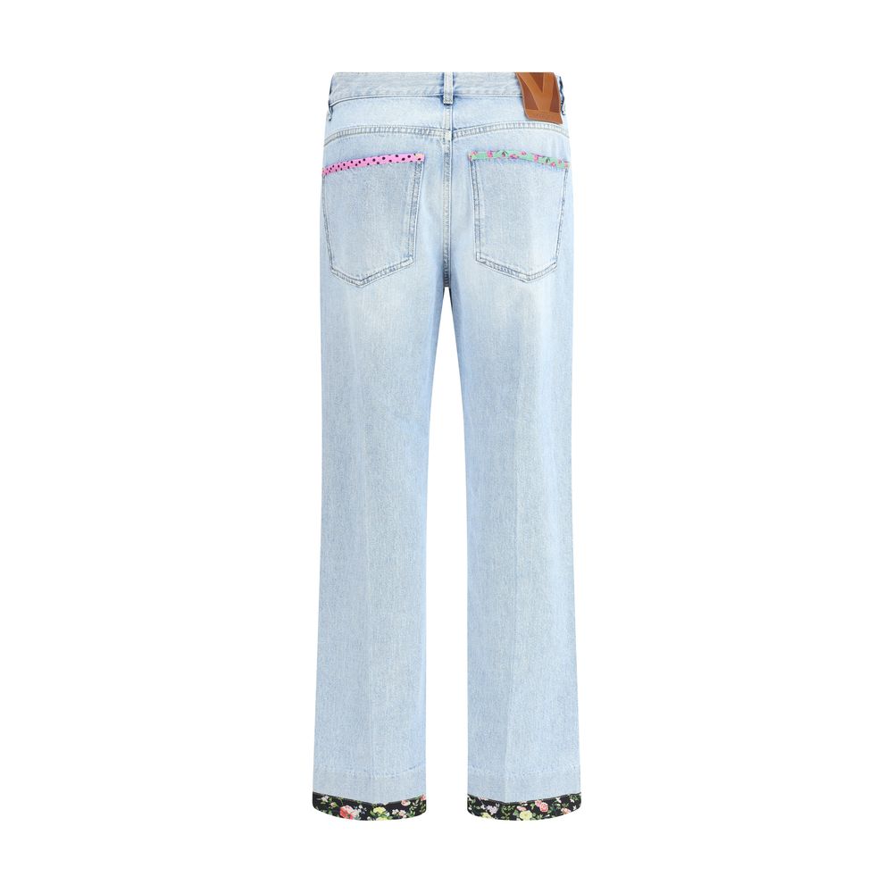 Valentino Hellblaue Baumwoll-Jeans mit geradem Bein