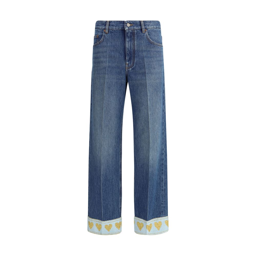 Valentino Gerade geschnittene Jeans aus blauem Baumwollstoff