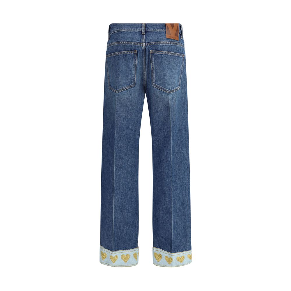 Valentino Gerade geschnittene Jeans aus blauem Baumwollstoff