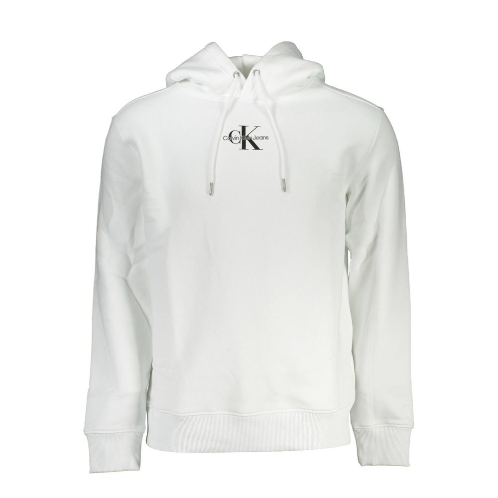 Calvin Klein Men's White Cotton Hooded Sweater