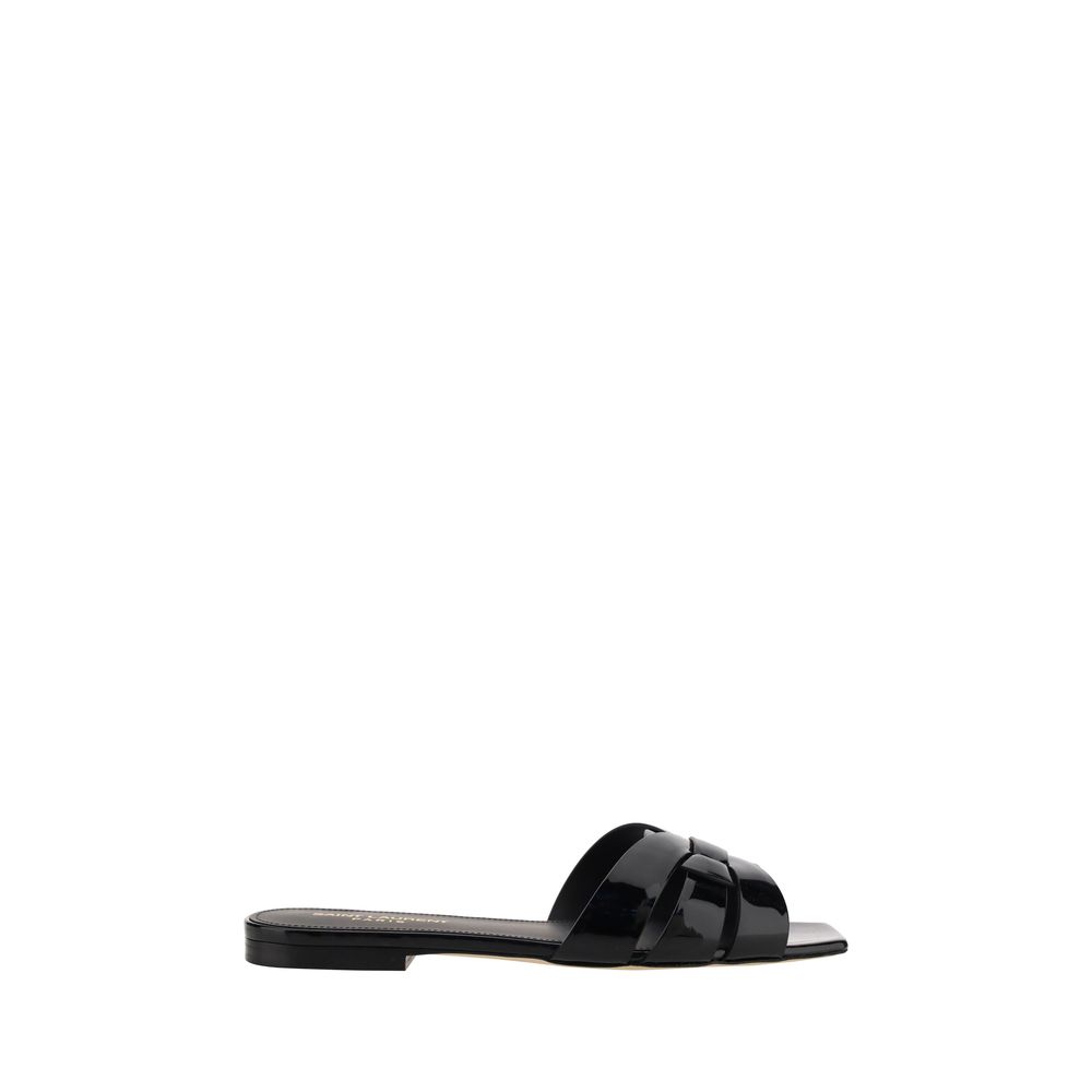 Saint Laurent Schwarze Kalbsleder Bos Taurus Sandalen