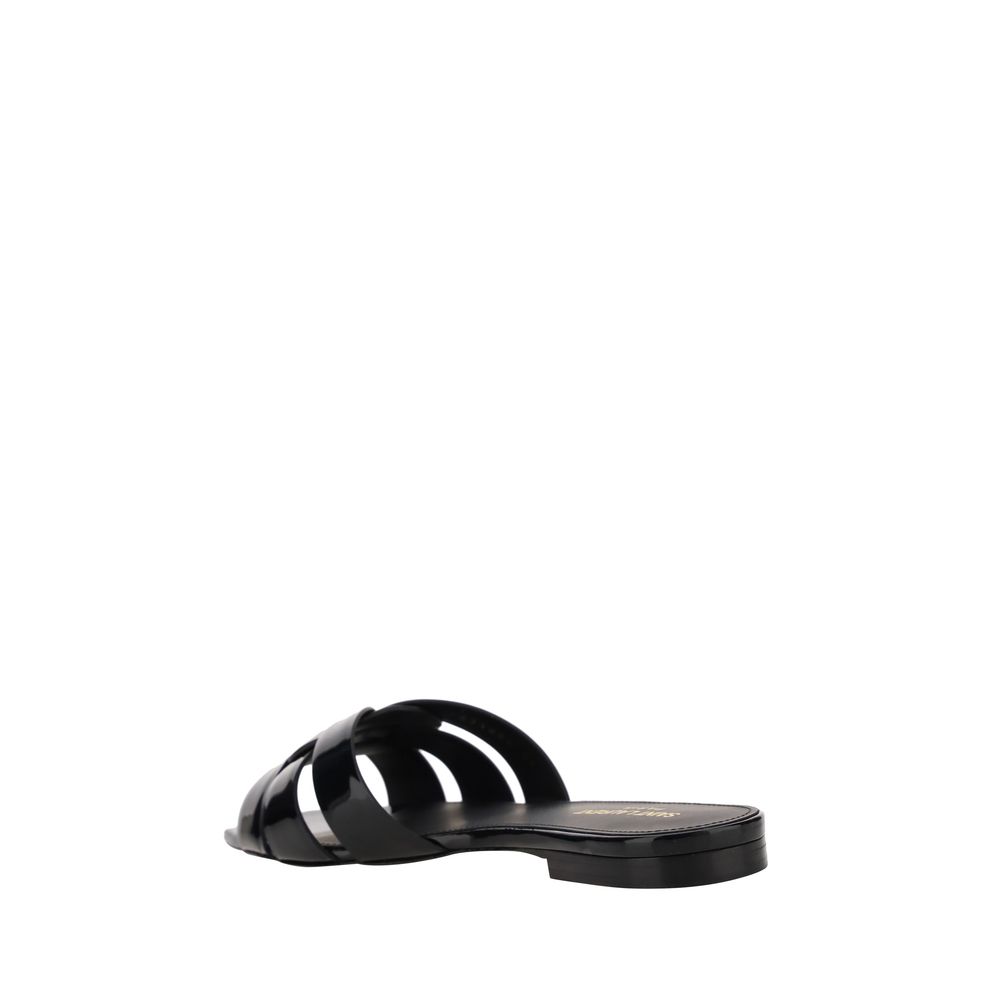 Saint Laurent Schwarze Kalbsleder Bos Taurus Sandalen