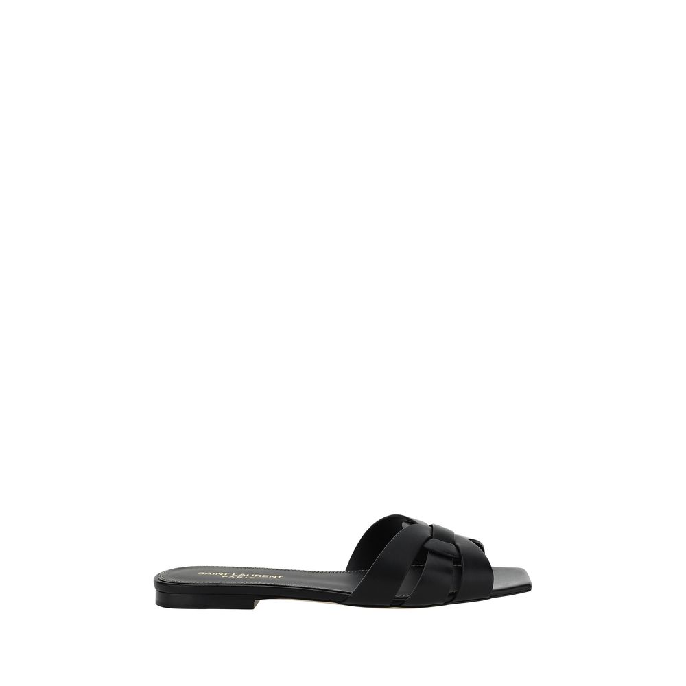 Saint Laurent Schwarze Kalbshaut Bos Taurus Sandalen