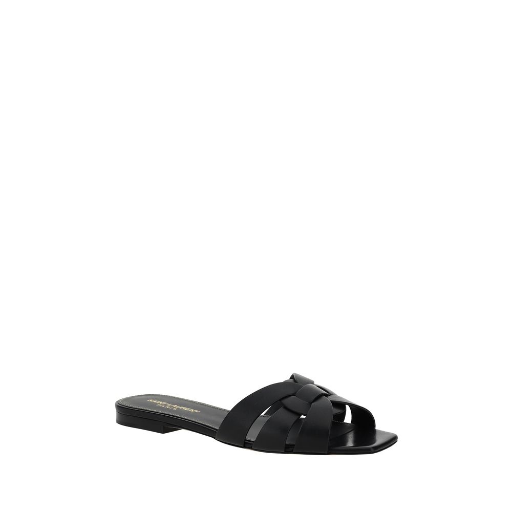 Saint Laurent Schwarze Kalbshaut Bos Taurus Sandalen