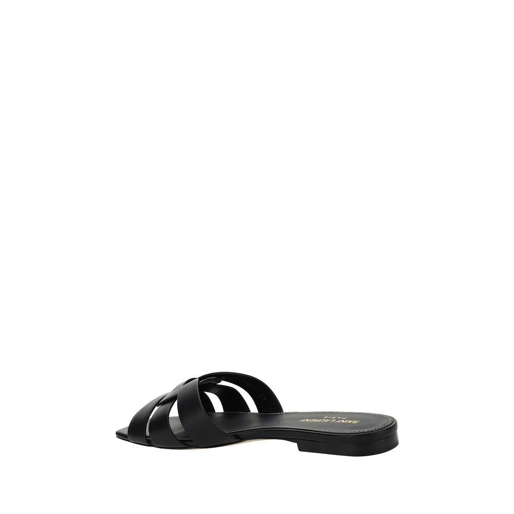 Saint Laurent Schwarze Kalbshaut Bos Taurus Sandalen