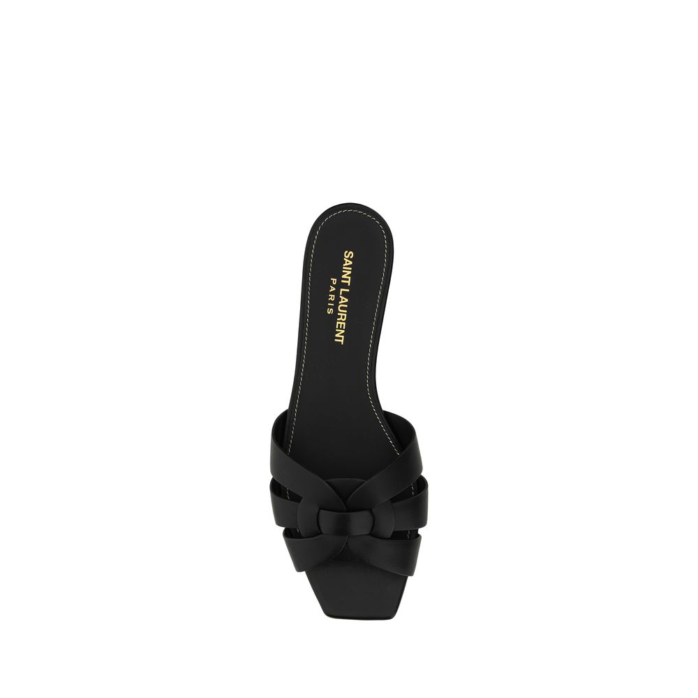 Saint Laurent Schwarze Kalbshaut Bos Taurus Sandalen