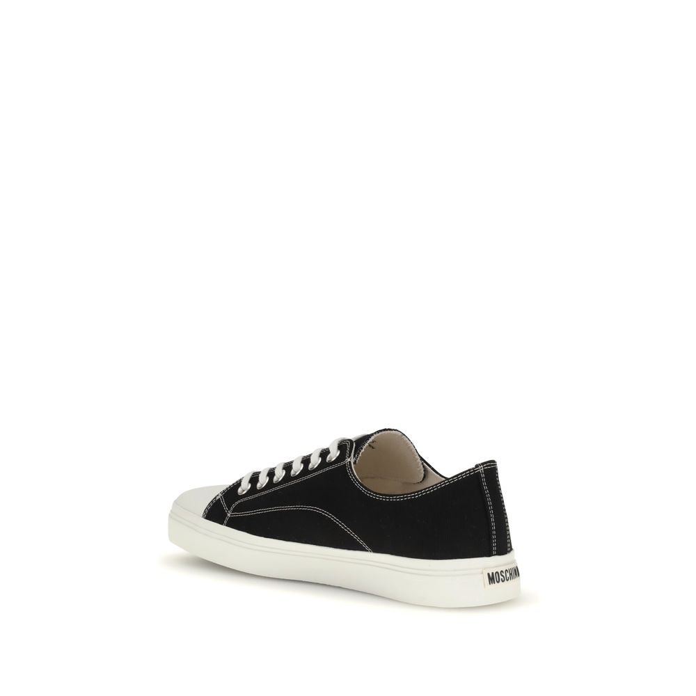 Moschino Schwarze Baumwoll-Sneaker mit niedrigem Schnitt
