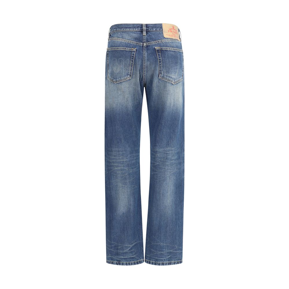 Prada Gerade geschnittene Jeans aus blauem Baumwoll-Denim