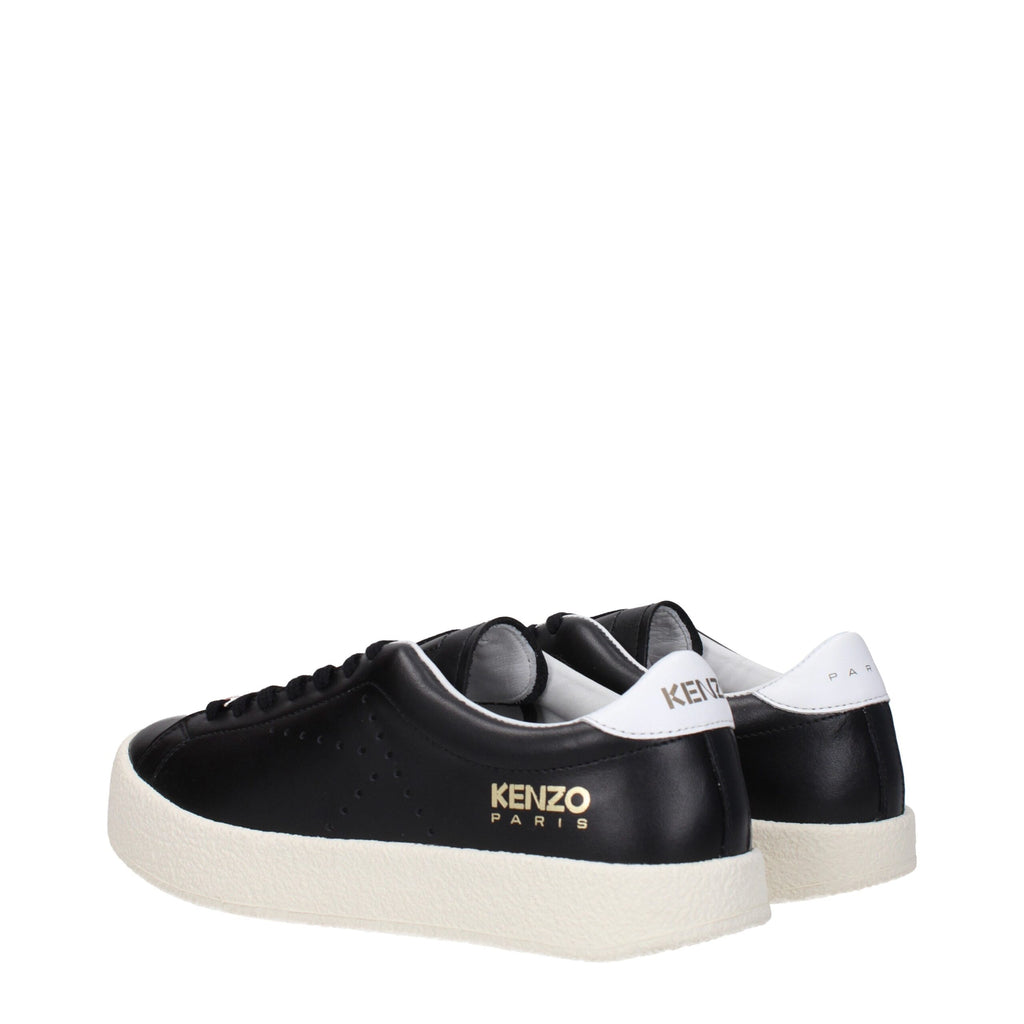 Kenzo Schwarze Leder-Sneaker mit niedrigem Schaft