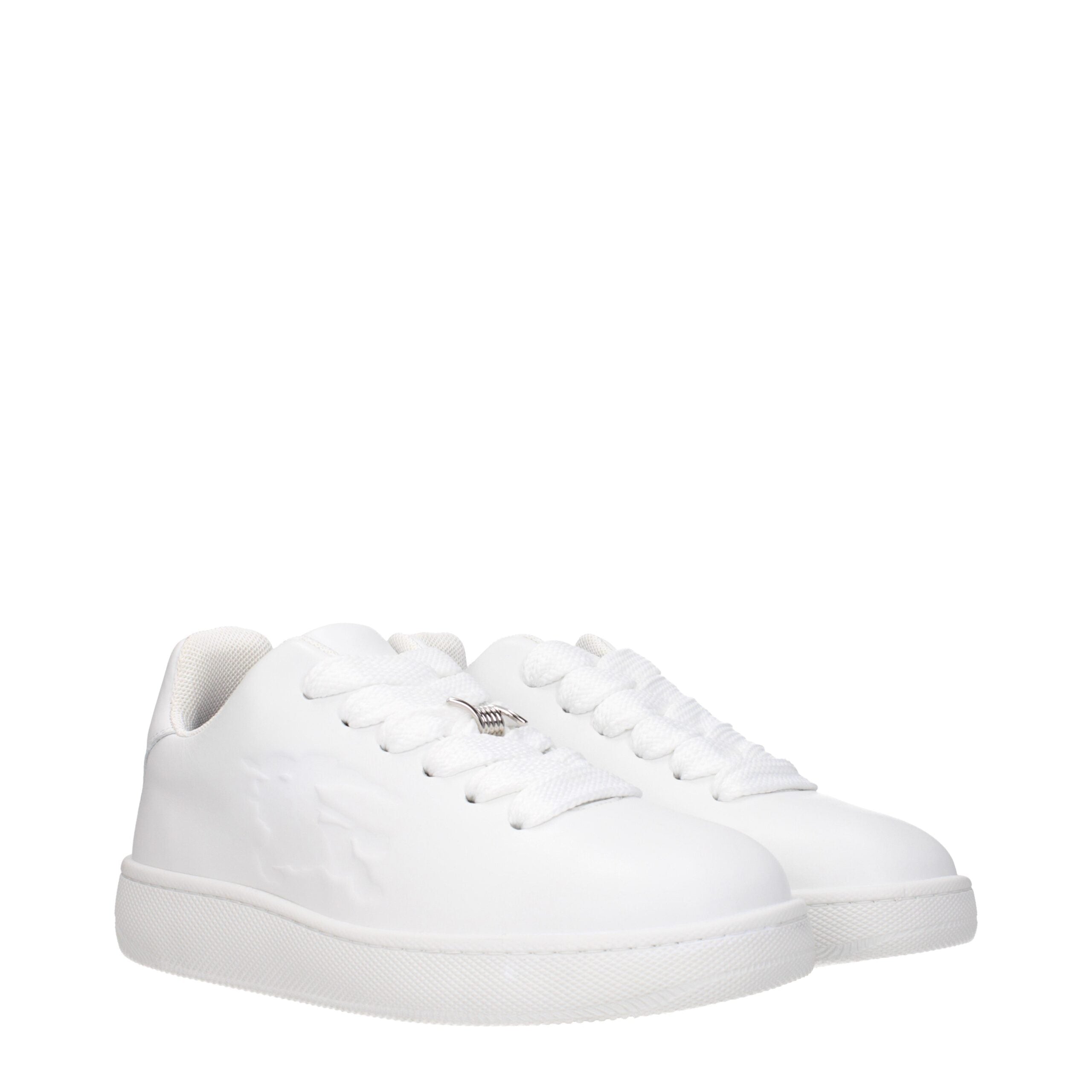 Burberry Weiße Sneaker aus Leder mit niedrigem Schaft