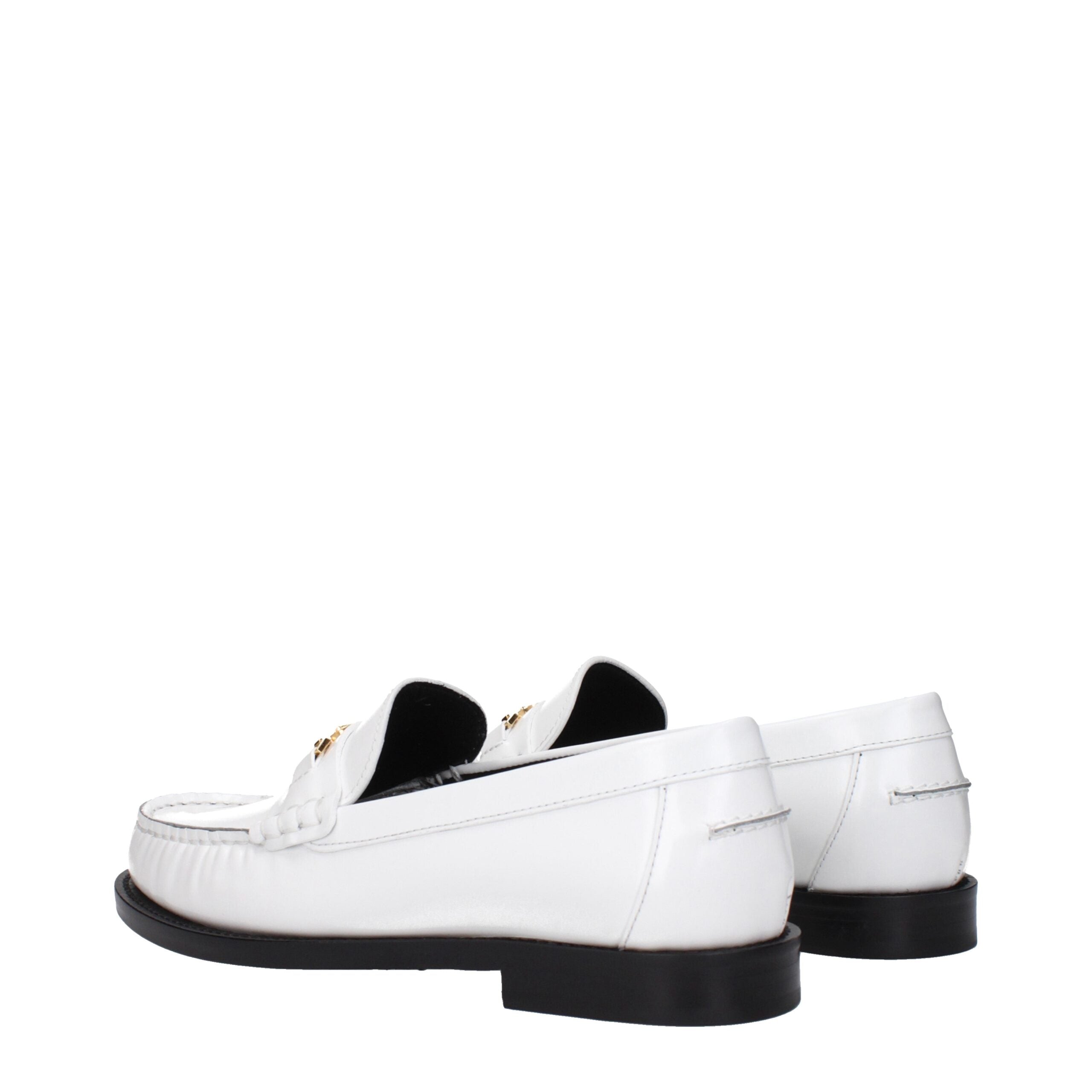 Versace Weiße Leder Slipper