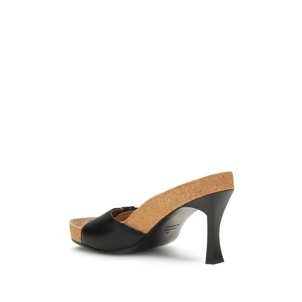 Balenciaga Schwarze Kalb-Leder Bos Taurus Stilettosandalen