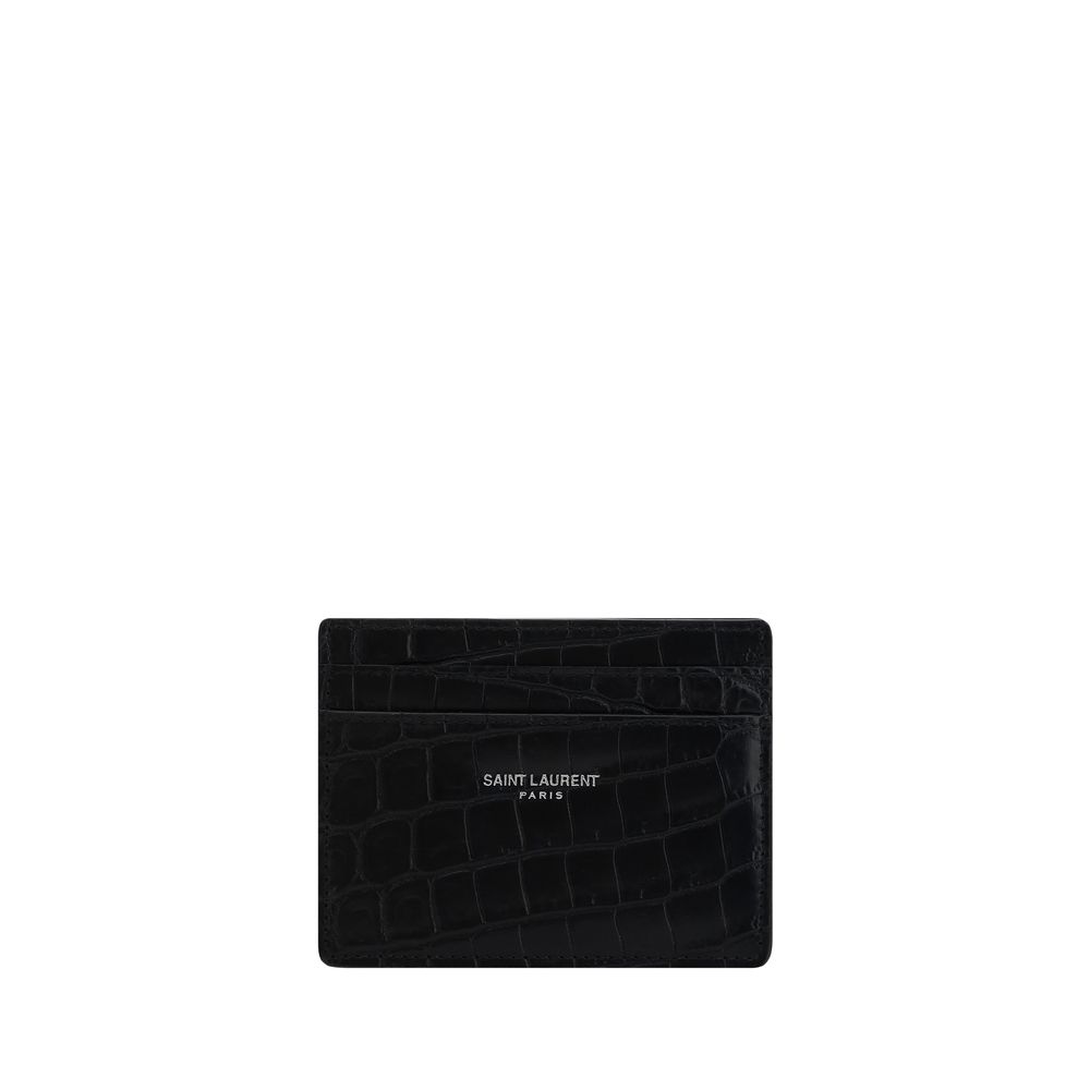 Saint Laurent Schwarzes Kalb Leder Bos Taurus Portemonnaie