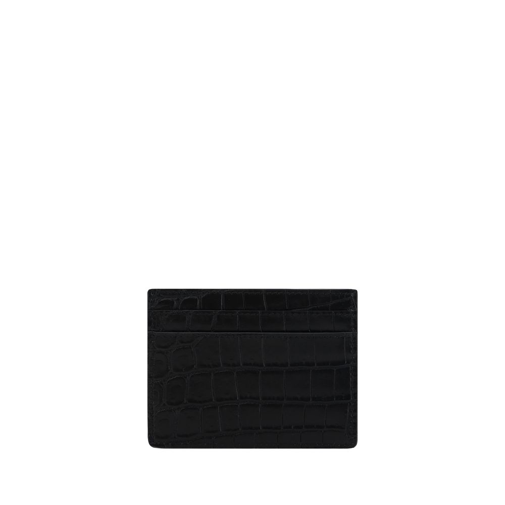 Saint Laurent Schwarzes Kalb Leder Bos Taurus Portemonnaie