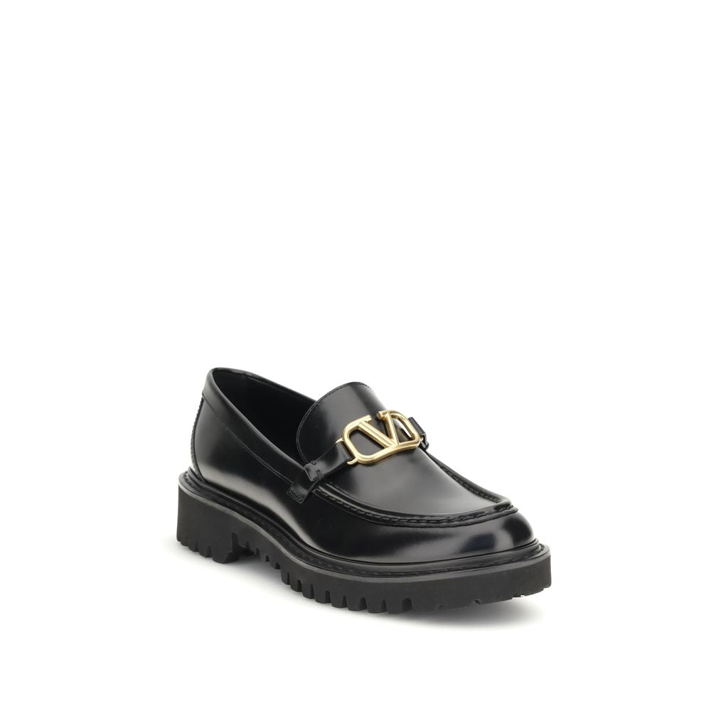 Valentino Garavani Elegante Schwarze Leder-Loafer zum Hineinschlüpfen