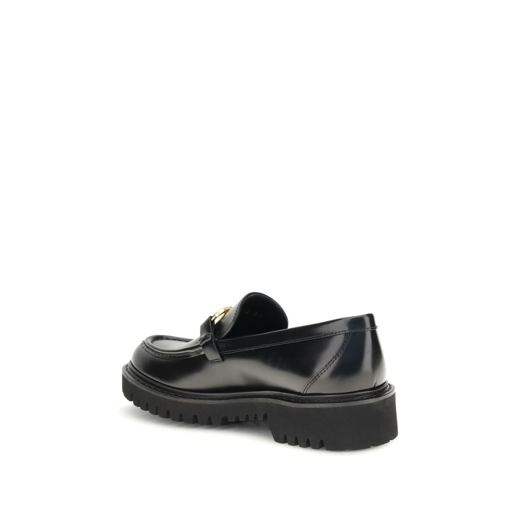 Valentino Garavani Elegante Schwarze Leder-Loafer zum Hineinschlüpfen