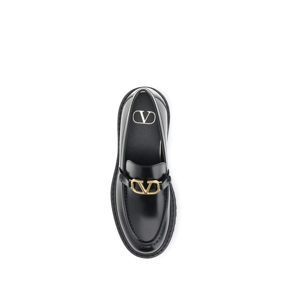 Valentino Garavani Elegante Schwarze Leder-Loafer zum Hineinschlüpfen