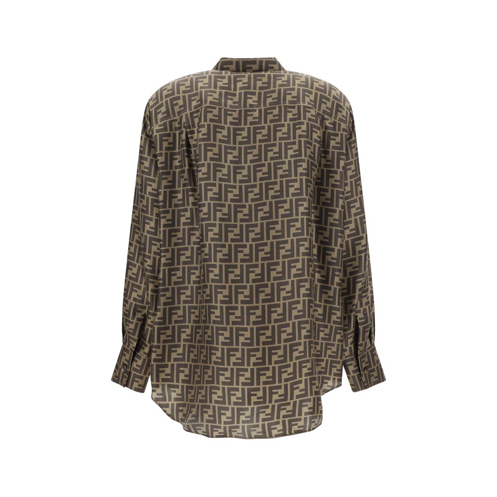 Fendi Braune Seidenbluse mit Muster