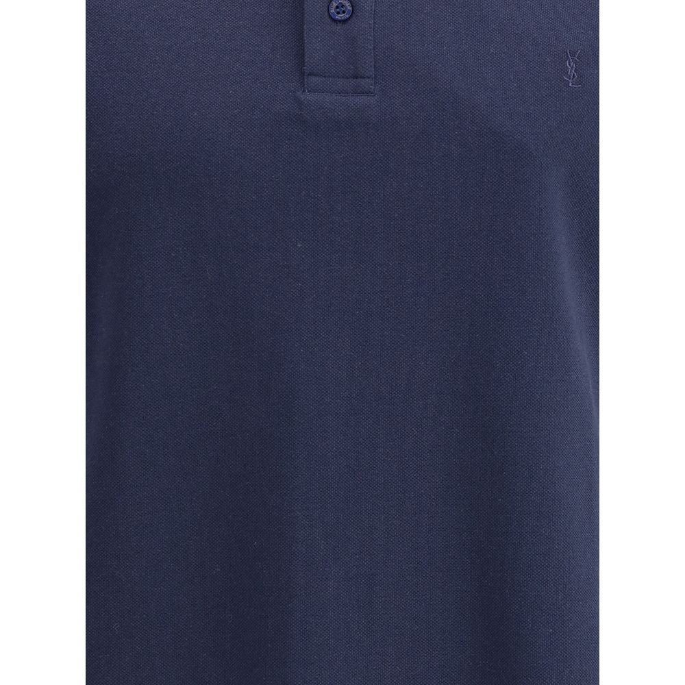 Saint Laurent Baumwoll-Poloshirt in Blau
