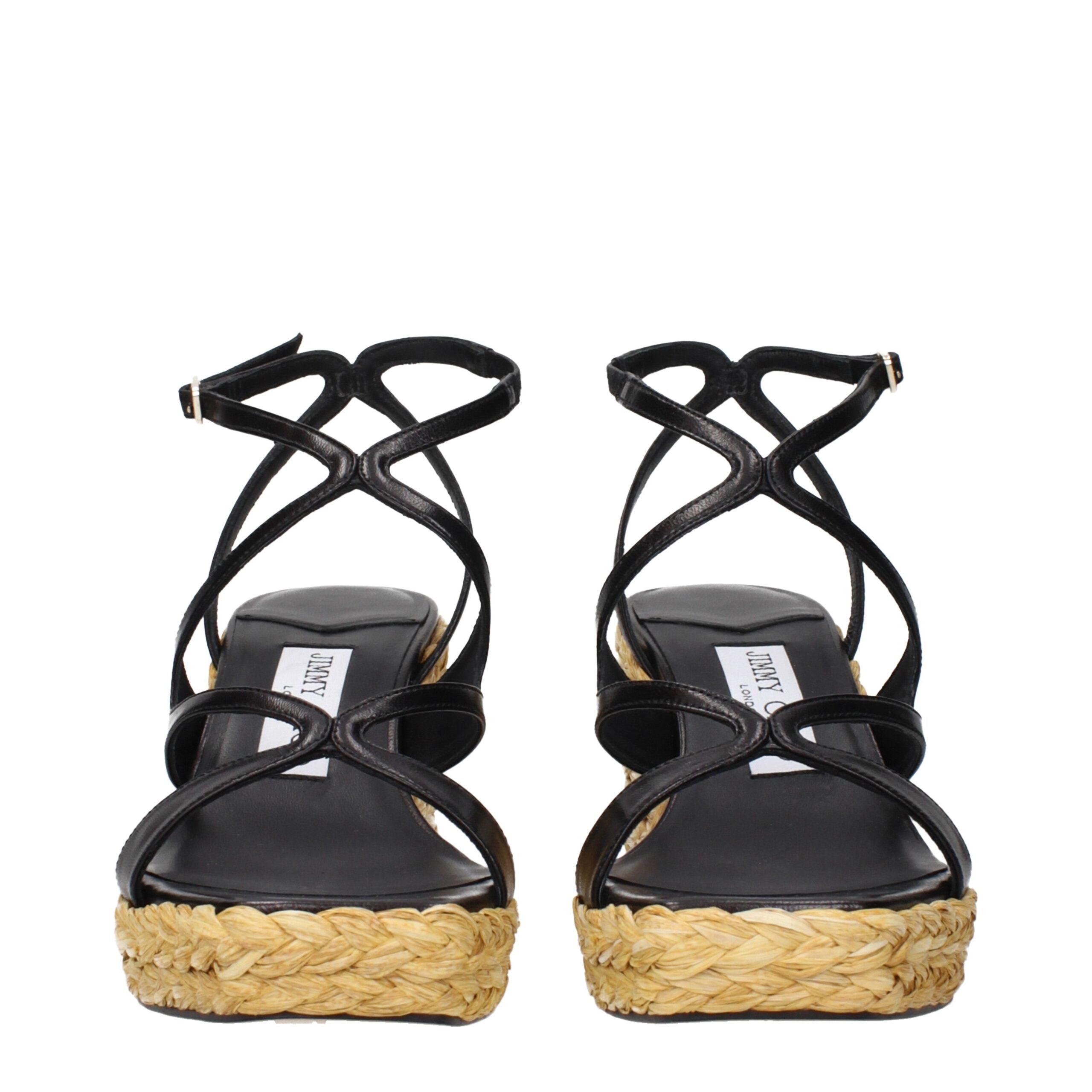 Jimmy Choo Schwarze Leder-Keilsandalen