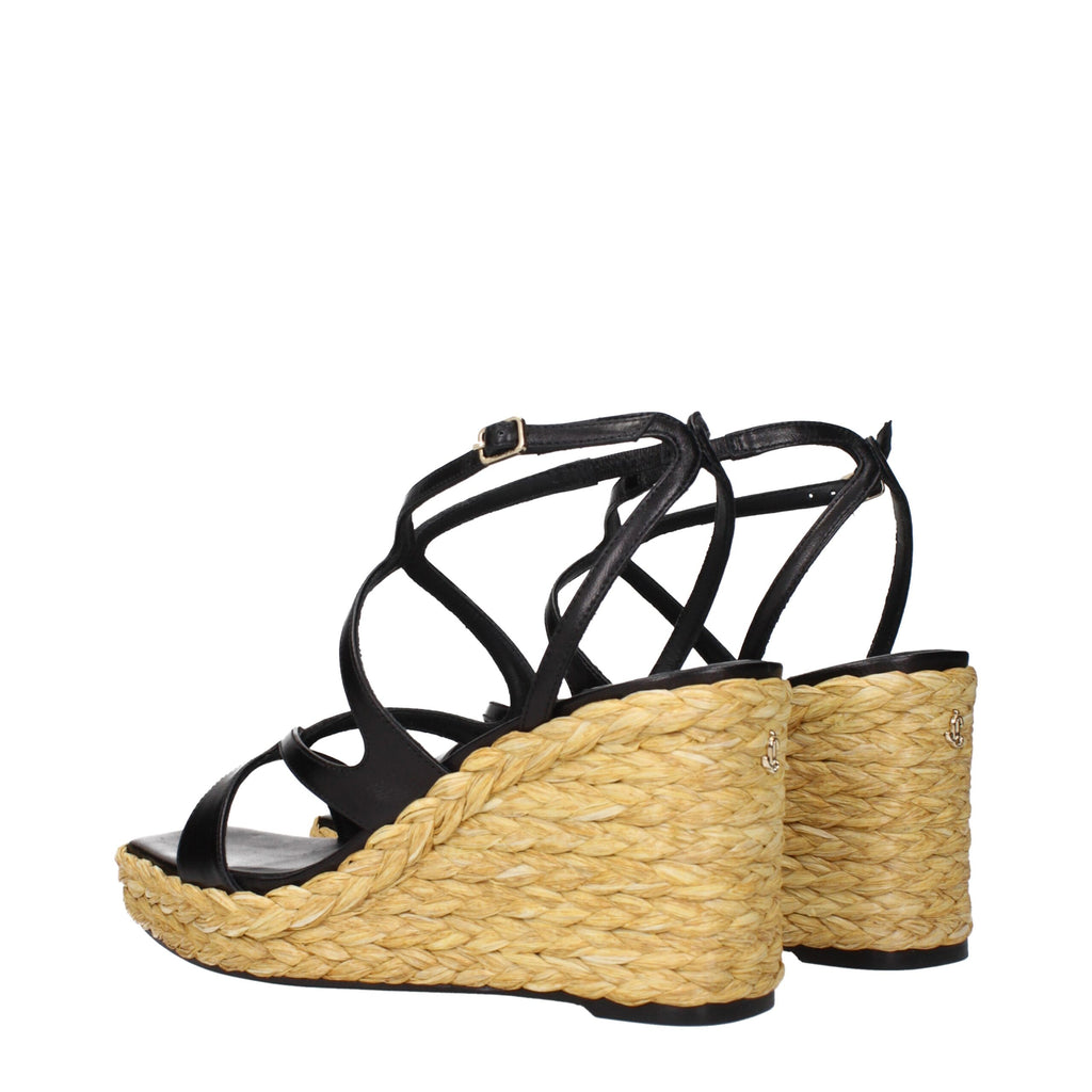 Jimmy Choo Schwarze Leder-Keilsandalen