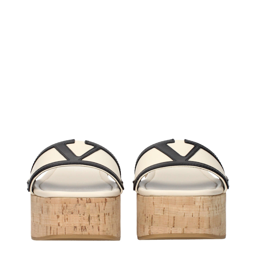 Valentino Garavani Beigefarbene Leder-Keilsandalen