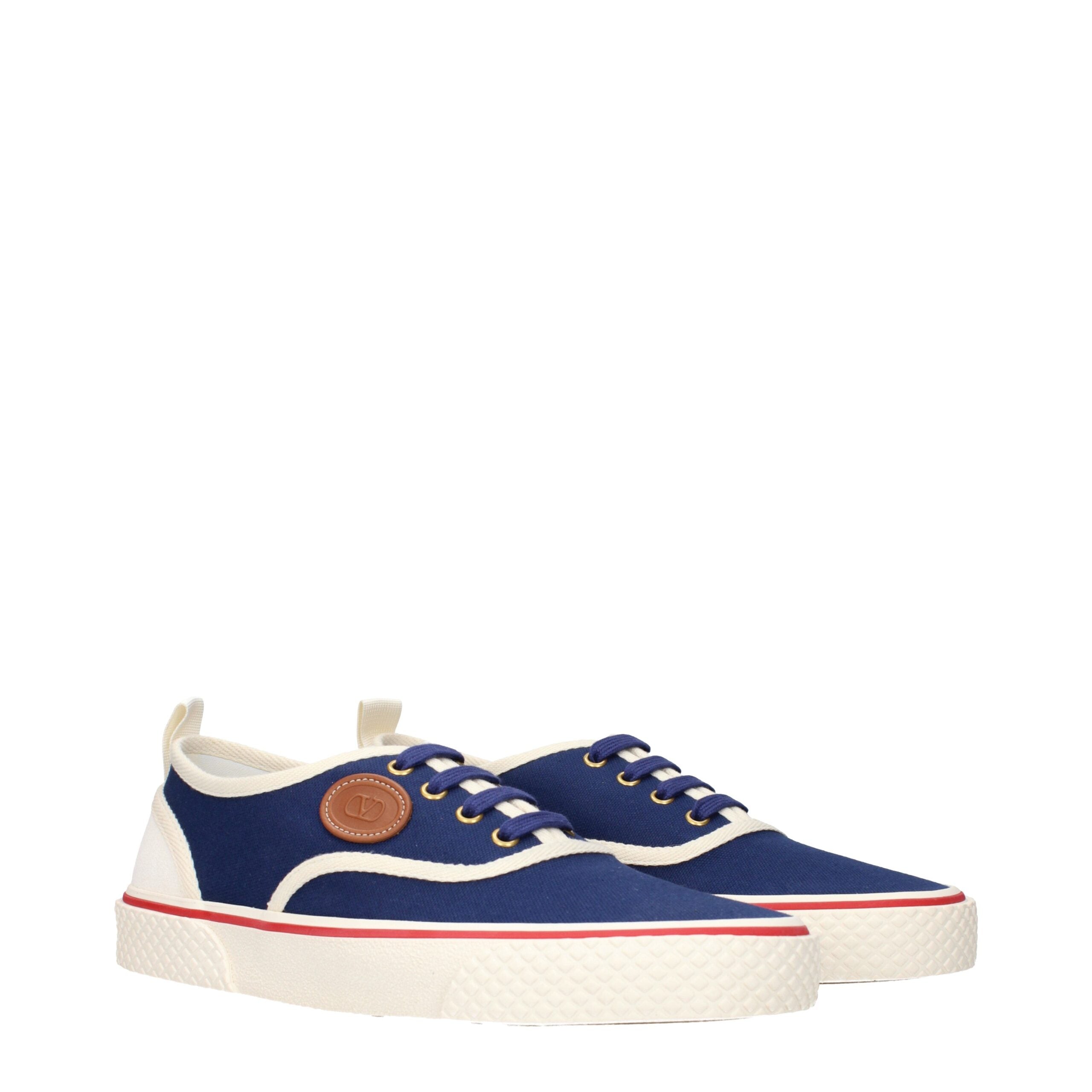 Valentino Garavani Blaue Stoff-Sneaker mit niedrigem Schaft