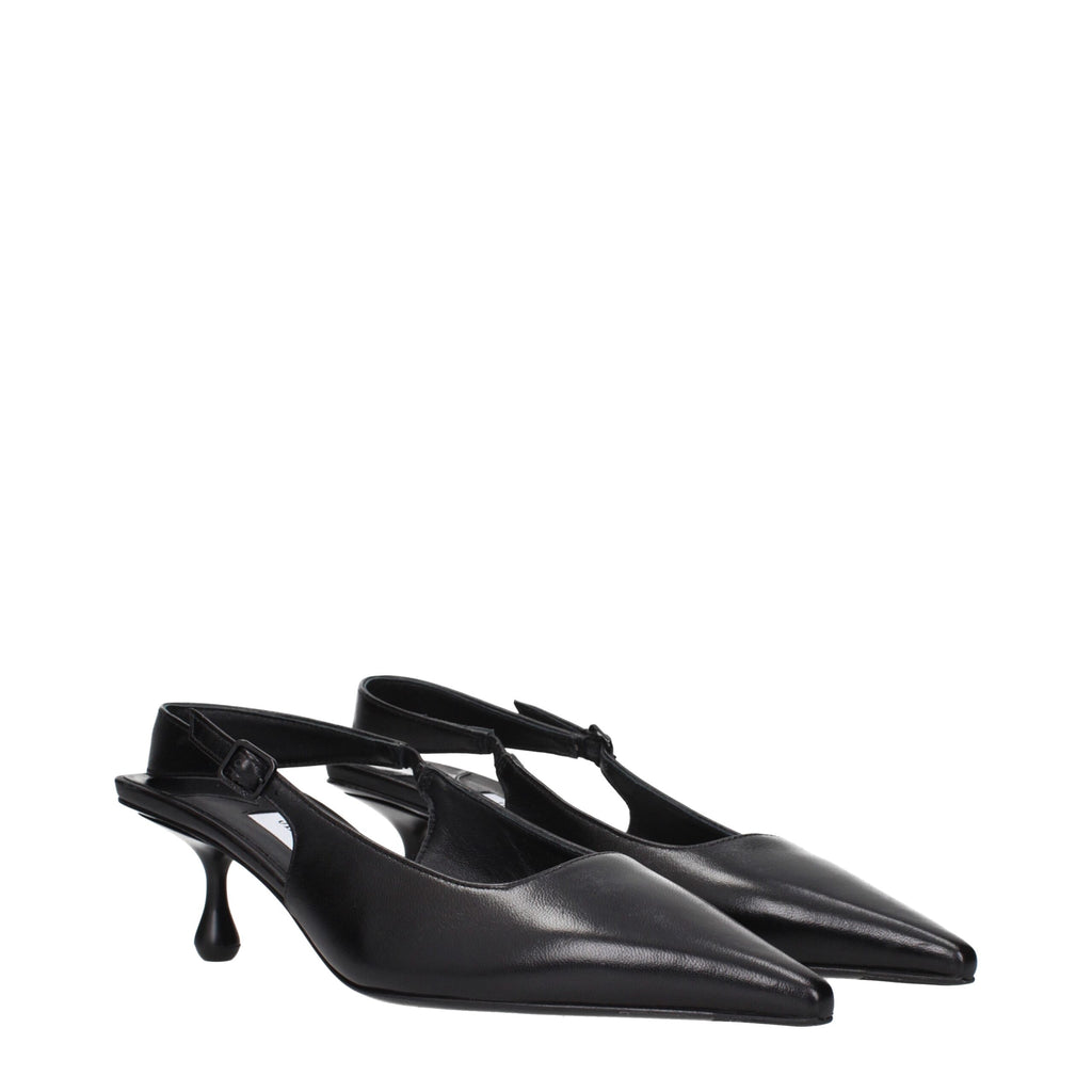 Jimmy Choo Flache Ledersandalen in Schwarz