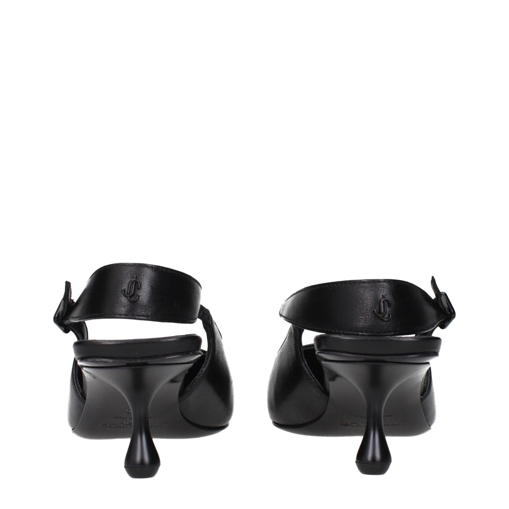 Jimmy Choo Flache Ledersandalen in Schwarz